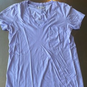 Madewell Lilac V Neck Tee with Pocket size Small